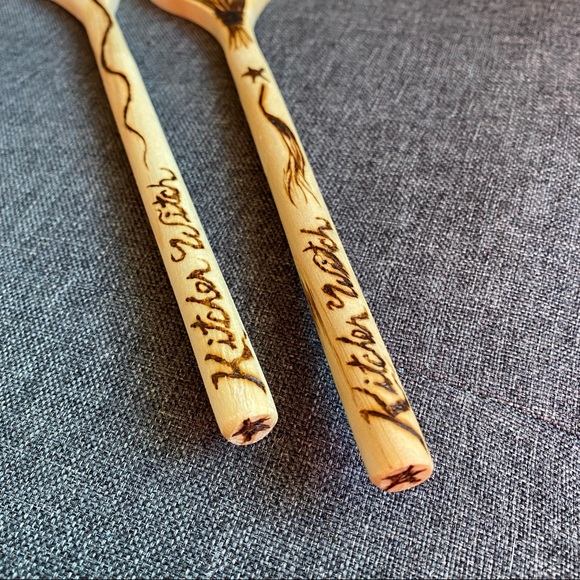 Witchy HANDCRAFTED wooden spoon and slotted spatula  set New and ready t… - Picture 5 of 6